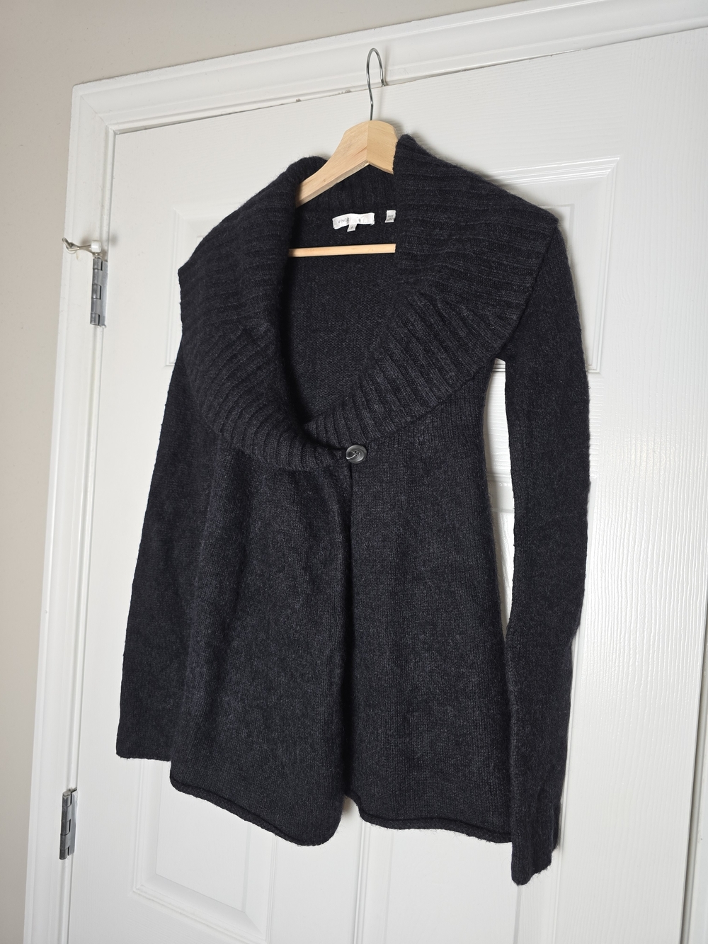 Vince Women's Dark Gray Alpaca Wool Cashmere Shawl Collar Button Cardigan Size S
